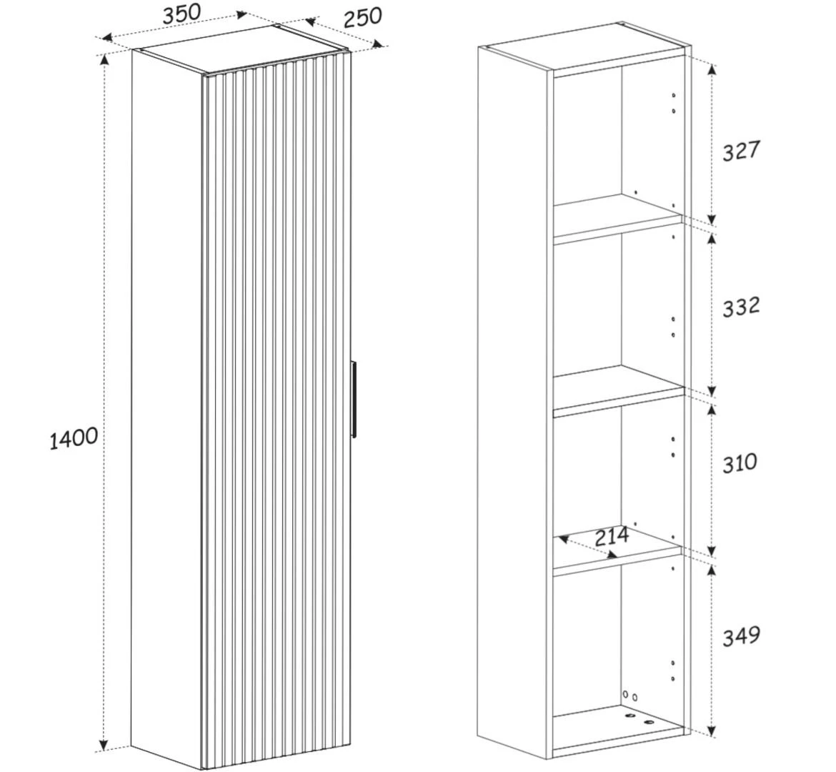 Adel ormar 35x25x140 crni