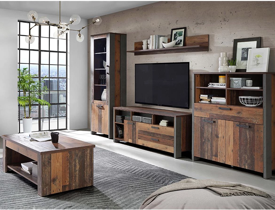 Symmach CLFT235 TV komoda 161x41,6x63,9 oldwood natur/beton siva