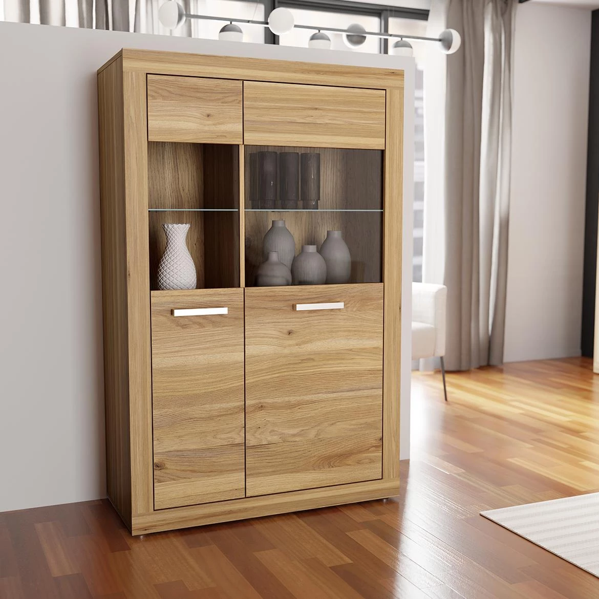 Talino Tbbv422-D108 vitrina 93,1x41x145,9 mauvella hrast