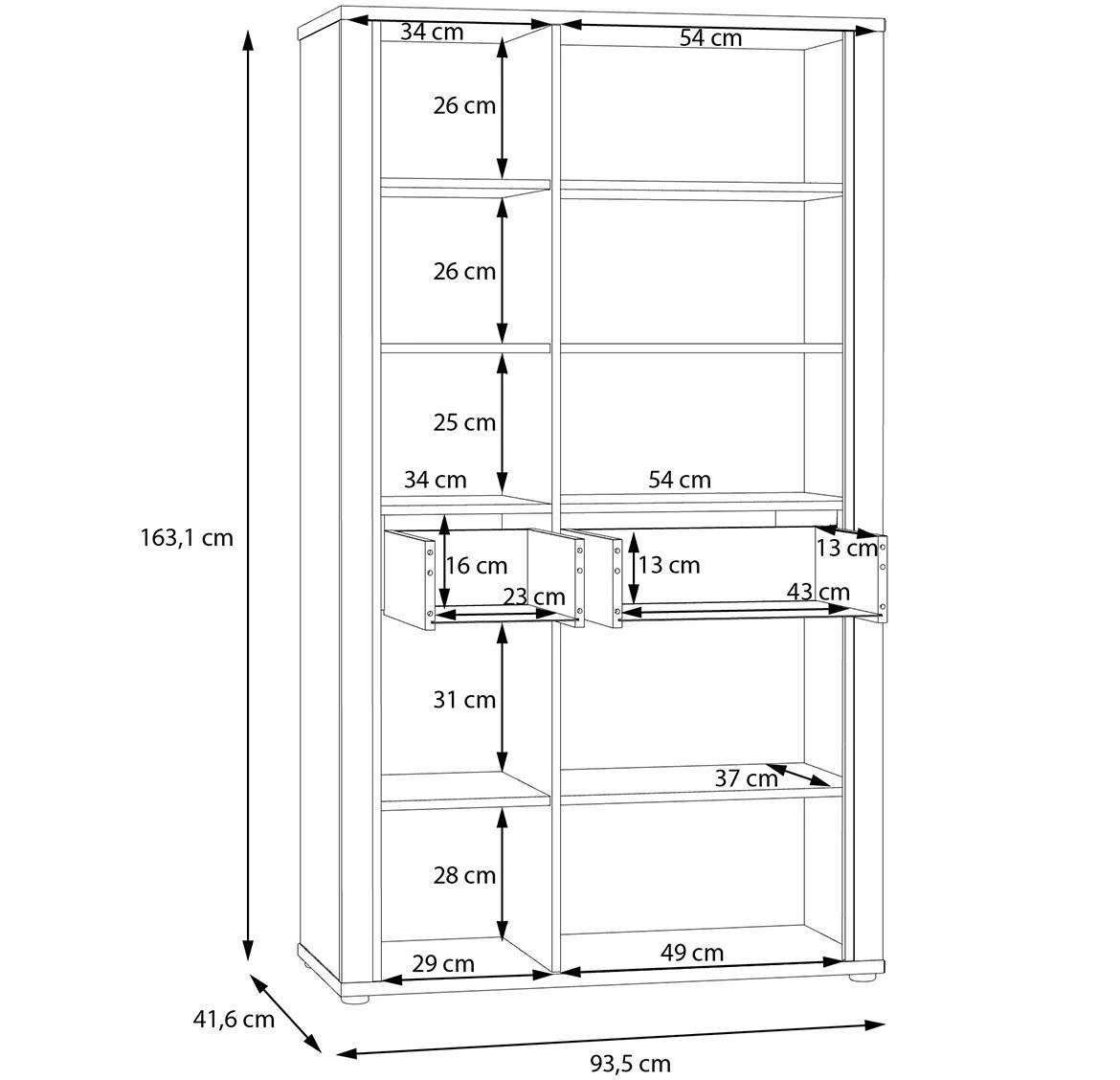 Dedelos DDLR622R polica 93,5x41,6x163,1 natur/bež