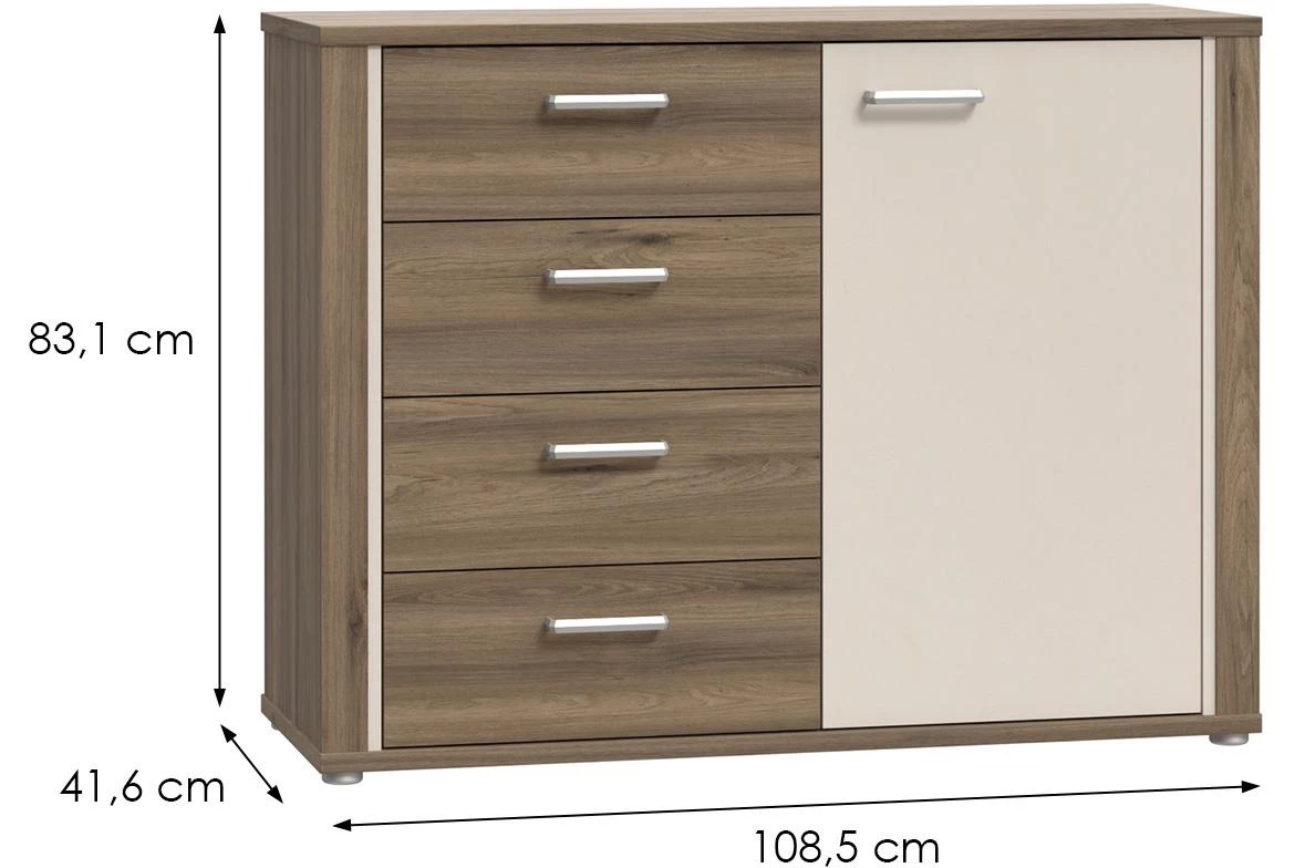 Dedelos  DDLK224R komoda 108,5x41,6x83,1 natur/bež