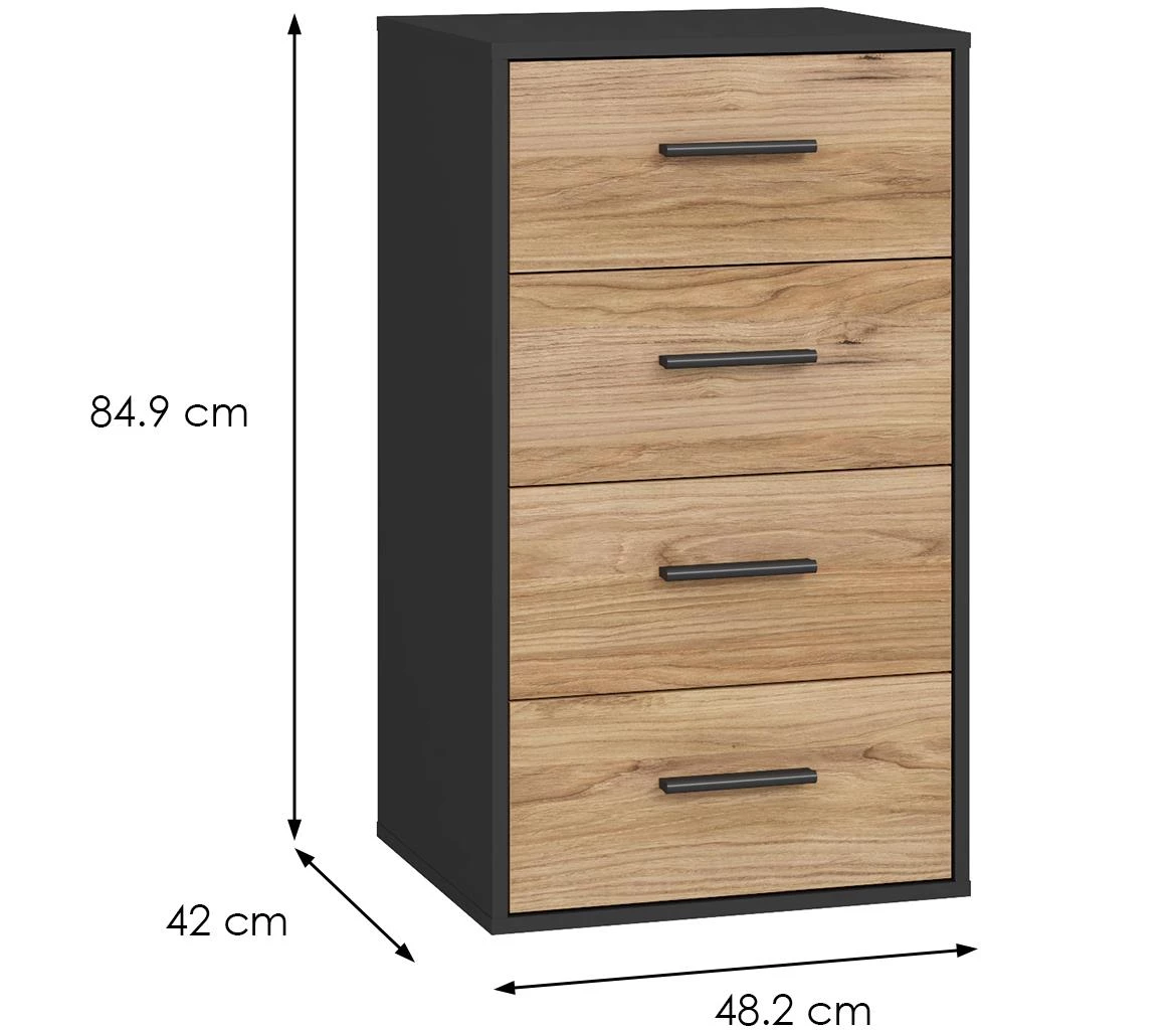 Mokkaro komoda MOKK212-M322 48,2x42x84,9 natur/crna
