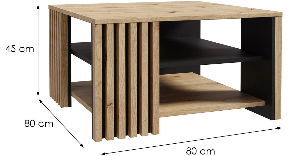 Zaandam klub stocic 80x80x45 Artisan hrast/crni 042025