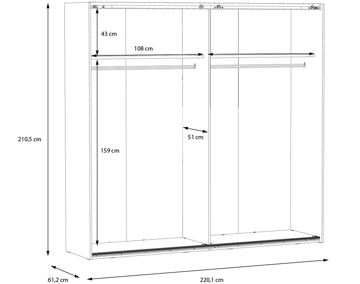 Haruki HYTS92411 klizni ormar 220,1x61,2x210,5 natur/crna