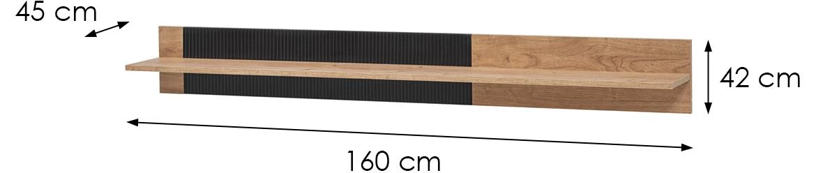 Aron Rzs Ar Pw zidna polica 160x23x20 Ribbeck Hrast/Crna