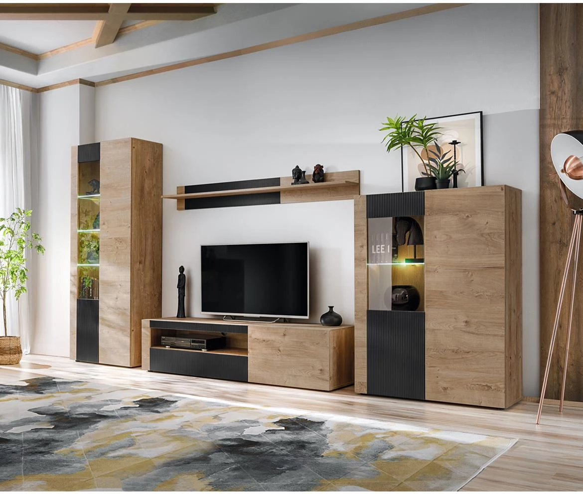 Aron Rzs Ar Pw zidna polica 160x23x20 Ribbeck Hrast/Crna