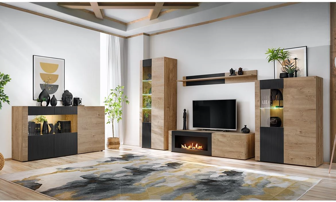 Aron RZS AR WSW vitrina 70x40x192 ribbeck hrast/crna