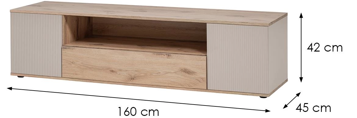 Catalina tv komoda 160x45x42 Wiking hrast/kašmir bež