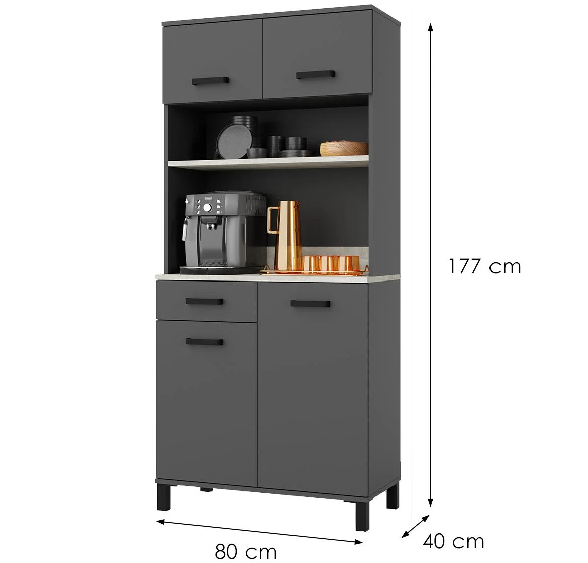 Linda 80 (NESSA) kuhinjski pomocni ormar/buffet 80x40x177 antracit siva