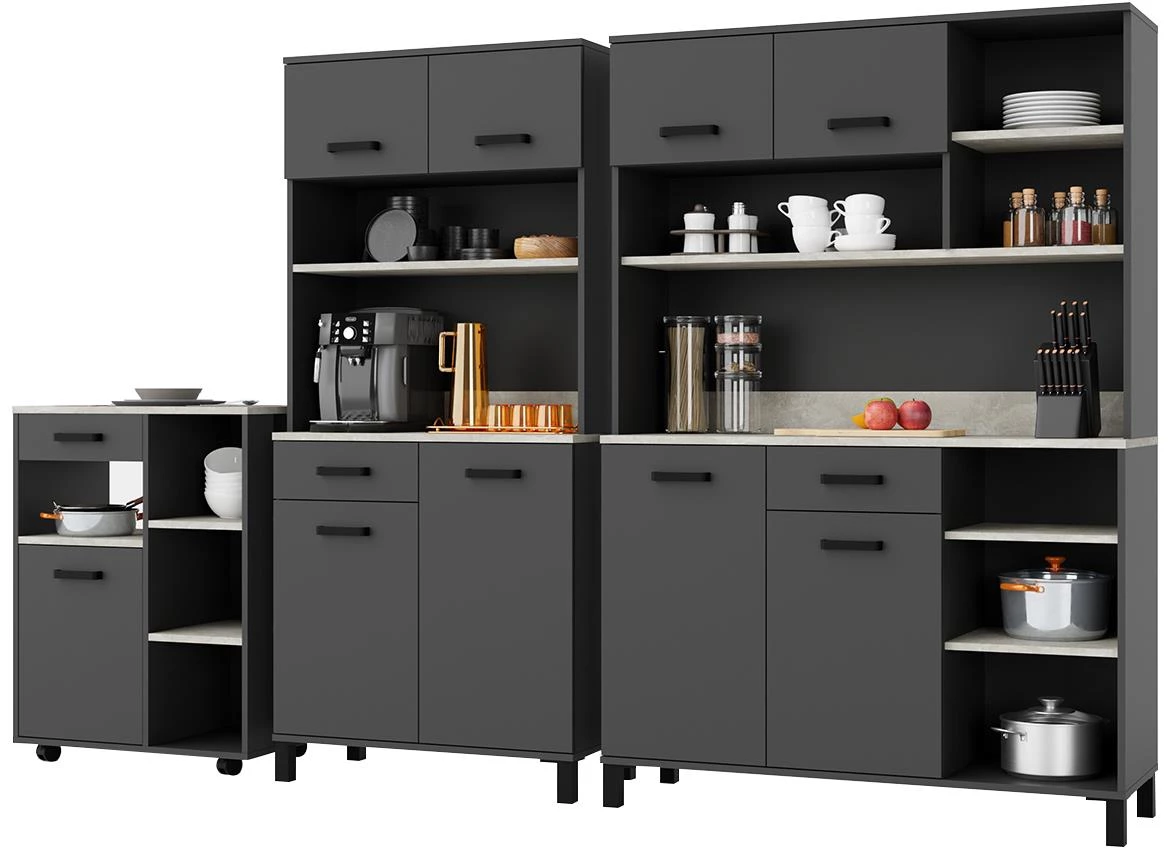 Linda 120 (NESSA) kuhinjski pomocni ormar/buffet 119,1x40x177 antracit siva