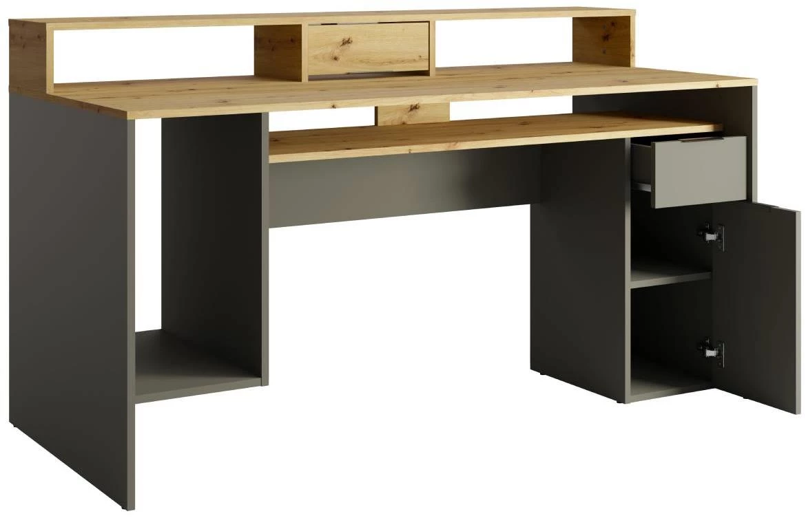 Rex 1d1sz radni stol 160x70x91 grafit crna/natur