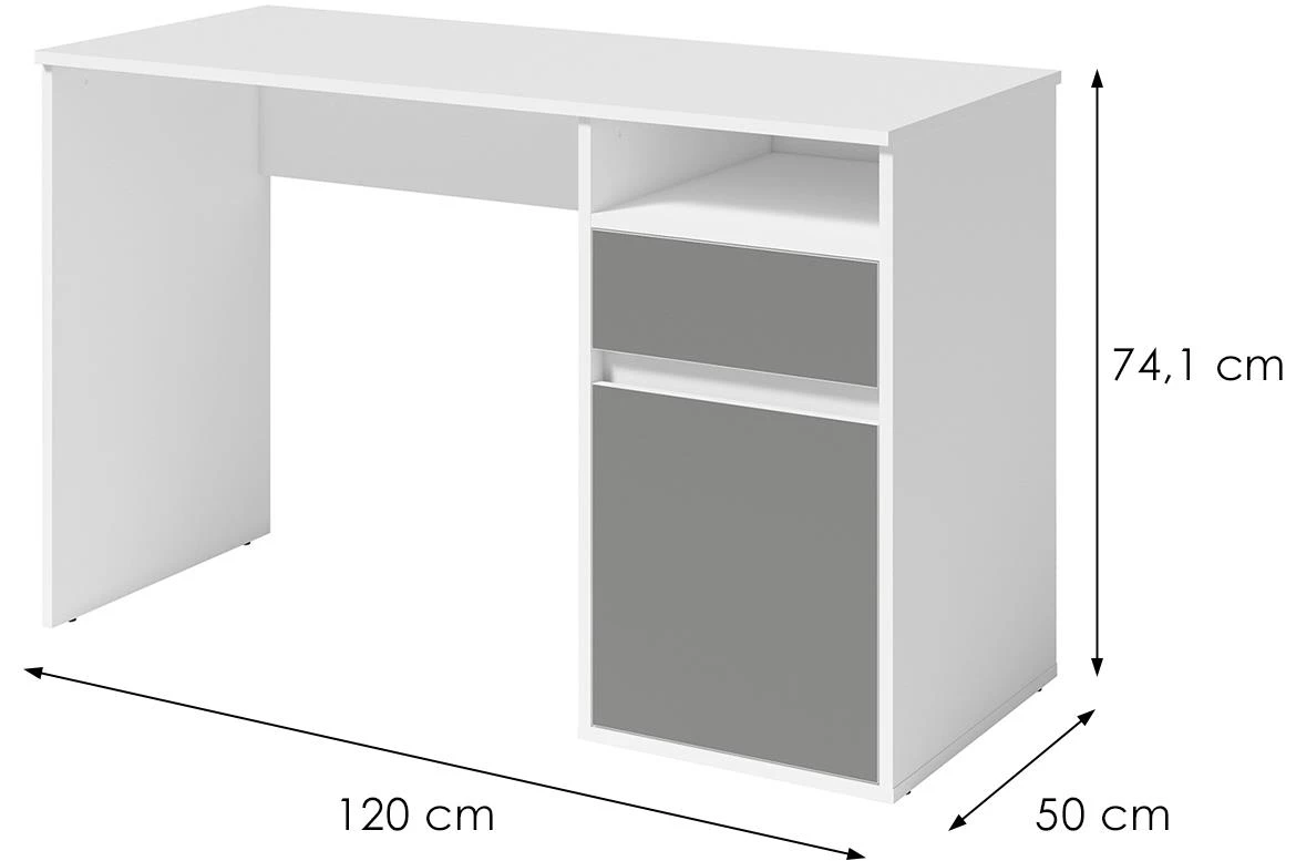 Billa 1d1sz radni stol 120x50x74,1belo/sivi