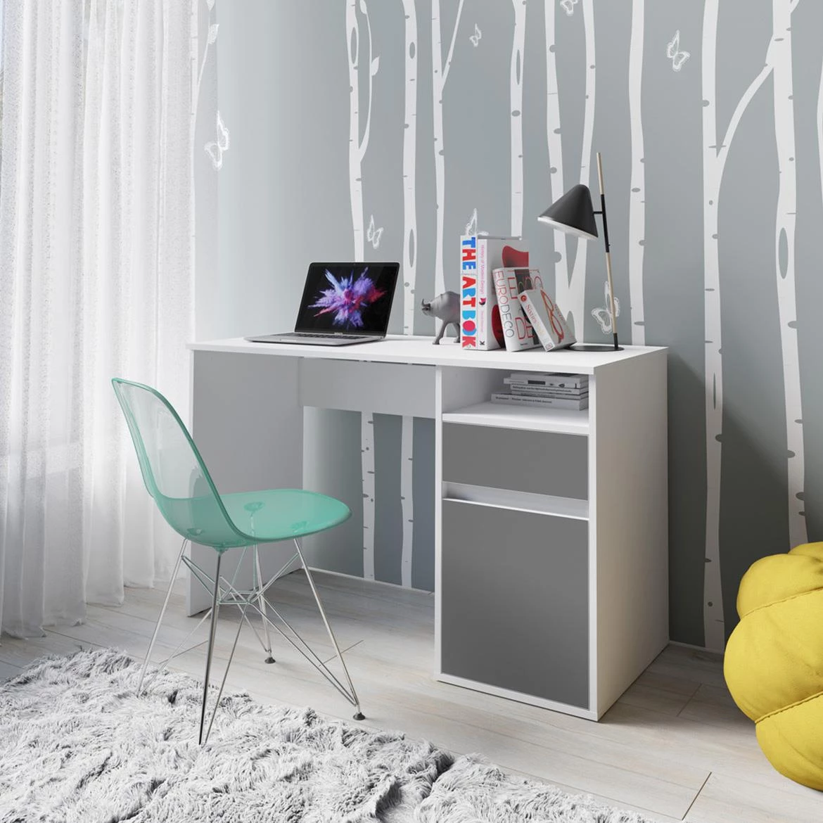 Billa 1d1sz radni stol 120x50x74,1belo/sivi