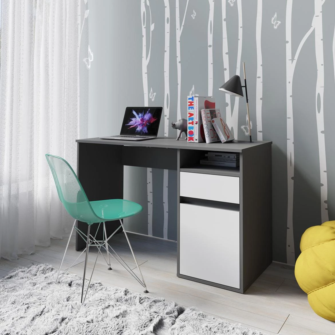 Billa 1d1sz radni stol 120x50x74,1 sivo/beli