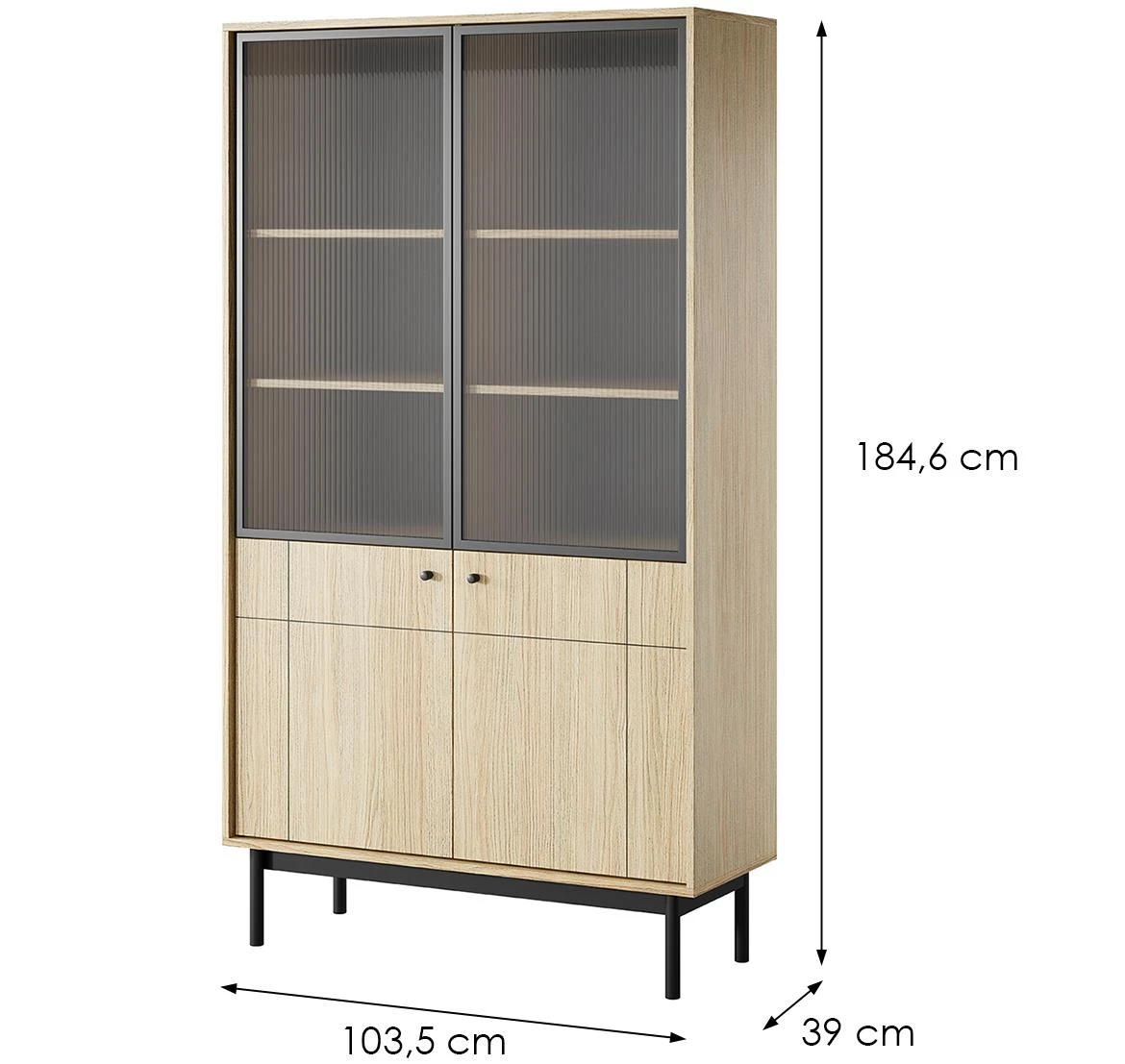 Japandi WT104 vitrina 103,4x39x184,6 hrast linea