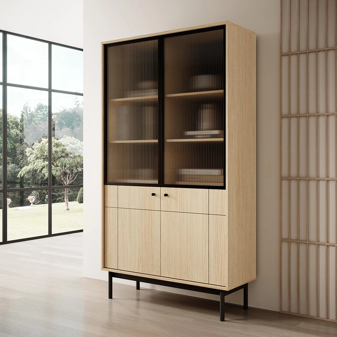 Japandi WT104 vitrina 103,4x39x184,6 hrast linea