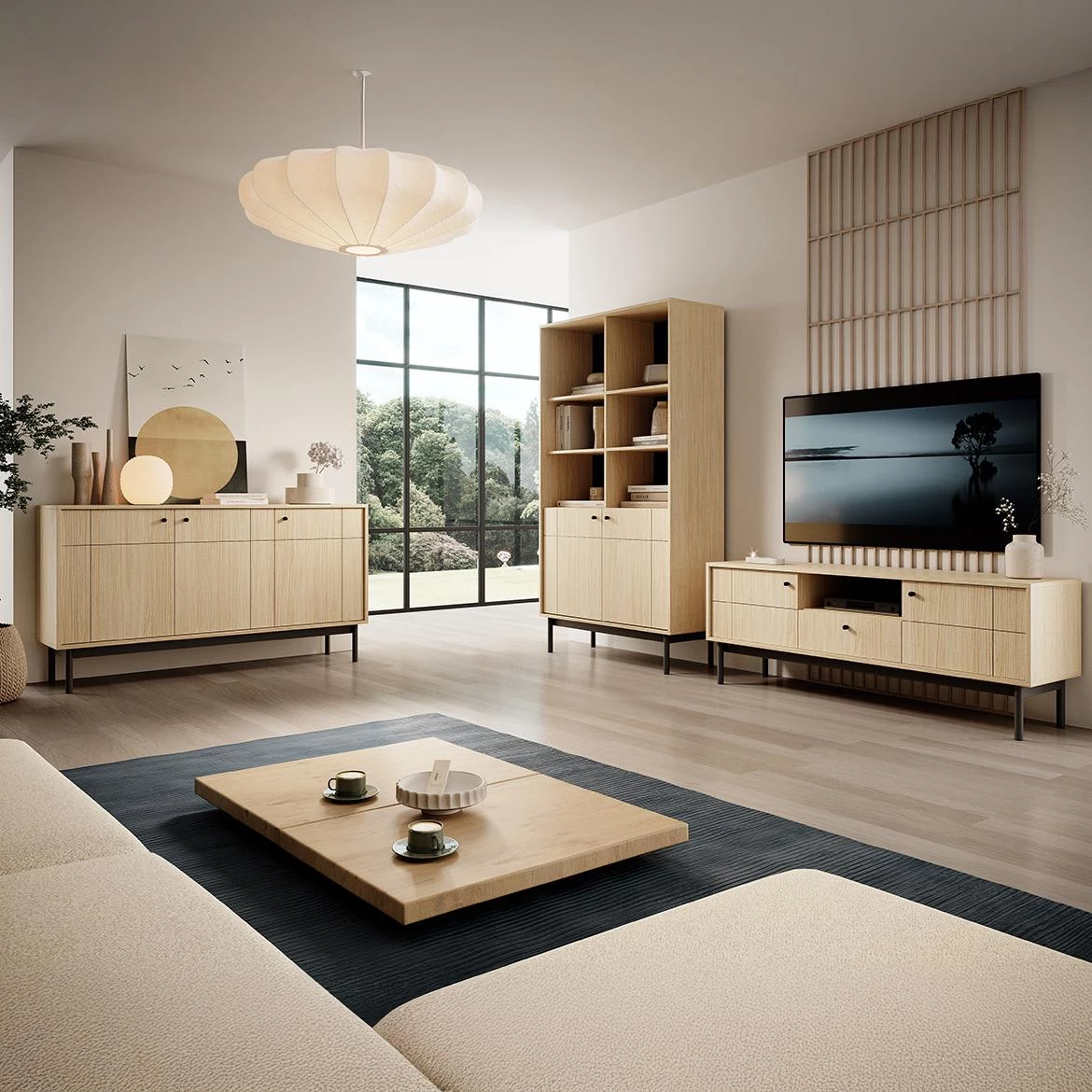 Japandi WT104 vitrina 103,4x39x184,6 hrast linea