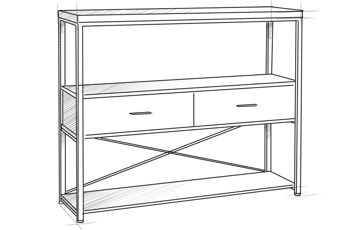 Polica/konzola 31352A-3 120x35x100 natur/crna