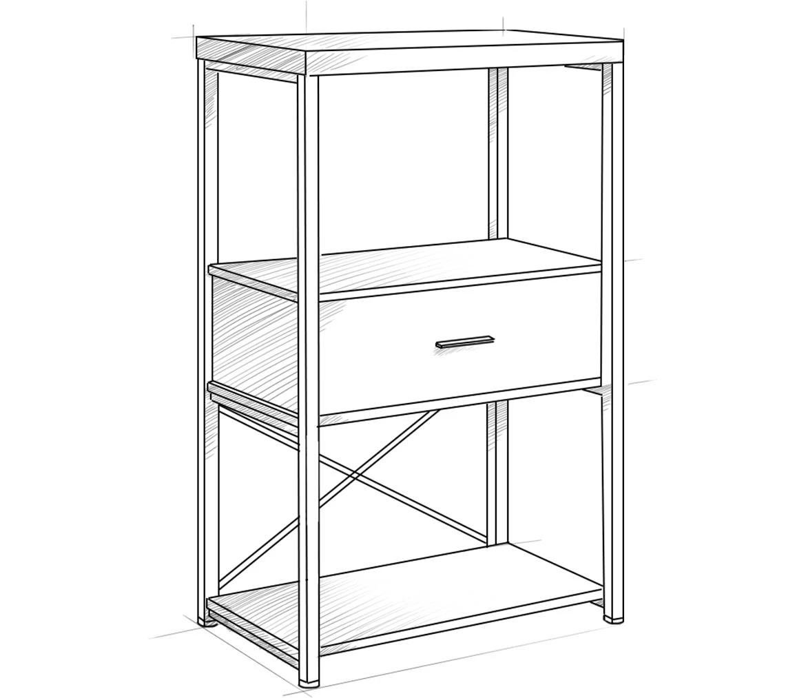 Polica 31352-3 60x30x100 natur/crna