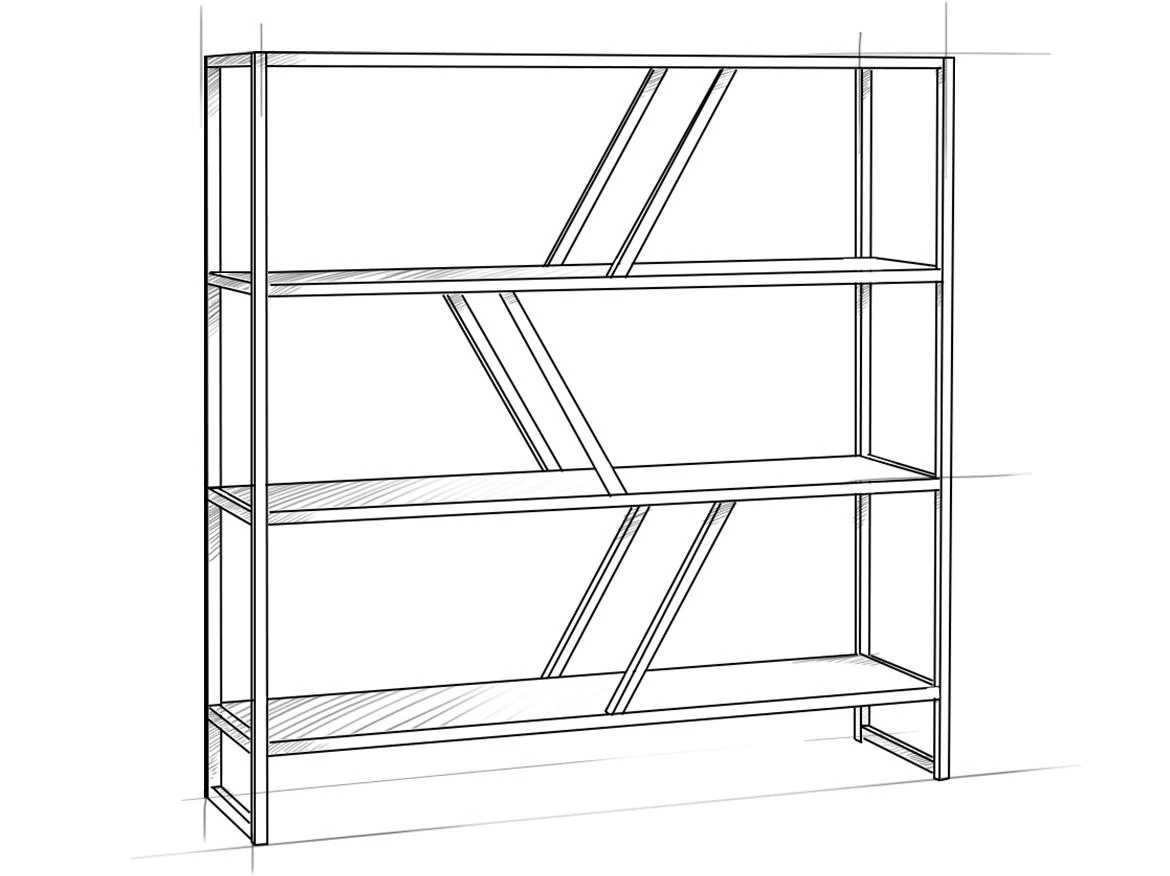 Polica 31333B-4 120x30x120 natur/crna