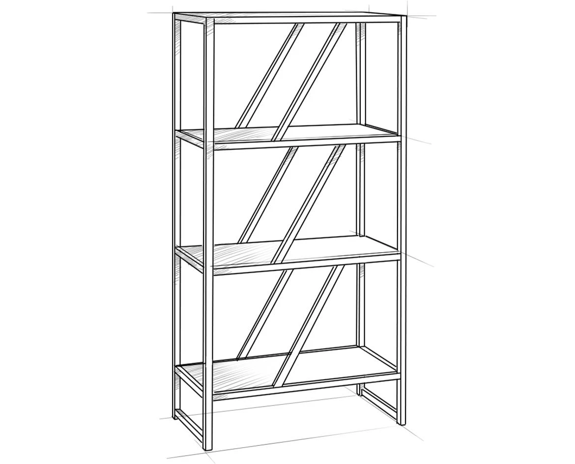 Polica 31333A-4 60x30x120 natur/crna