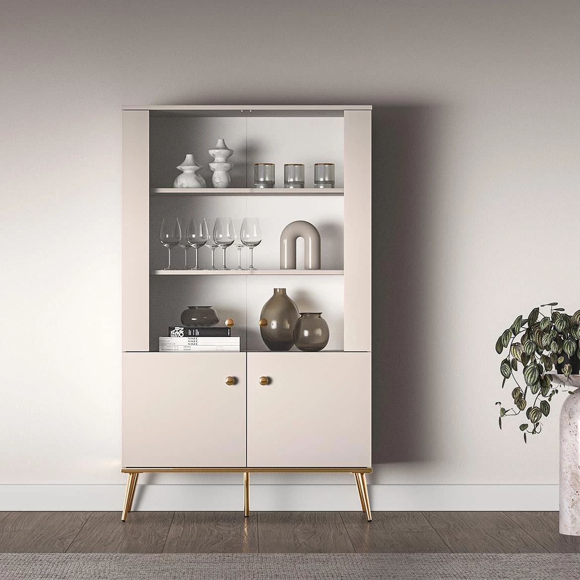 Selgin 02 vitrina 92x40x152 kašmir bež