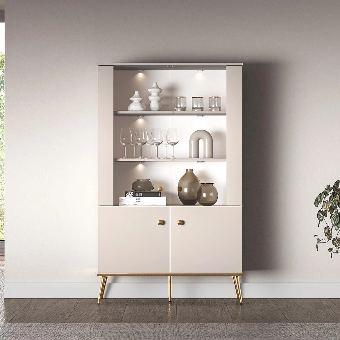 Selgin 02 vitrina 92x40x152 kašmir bež