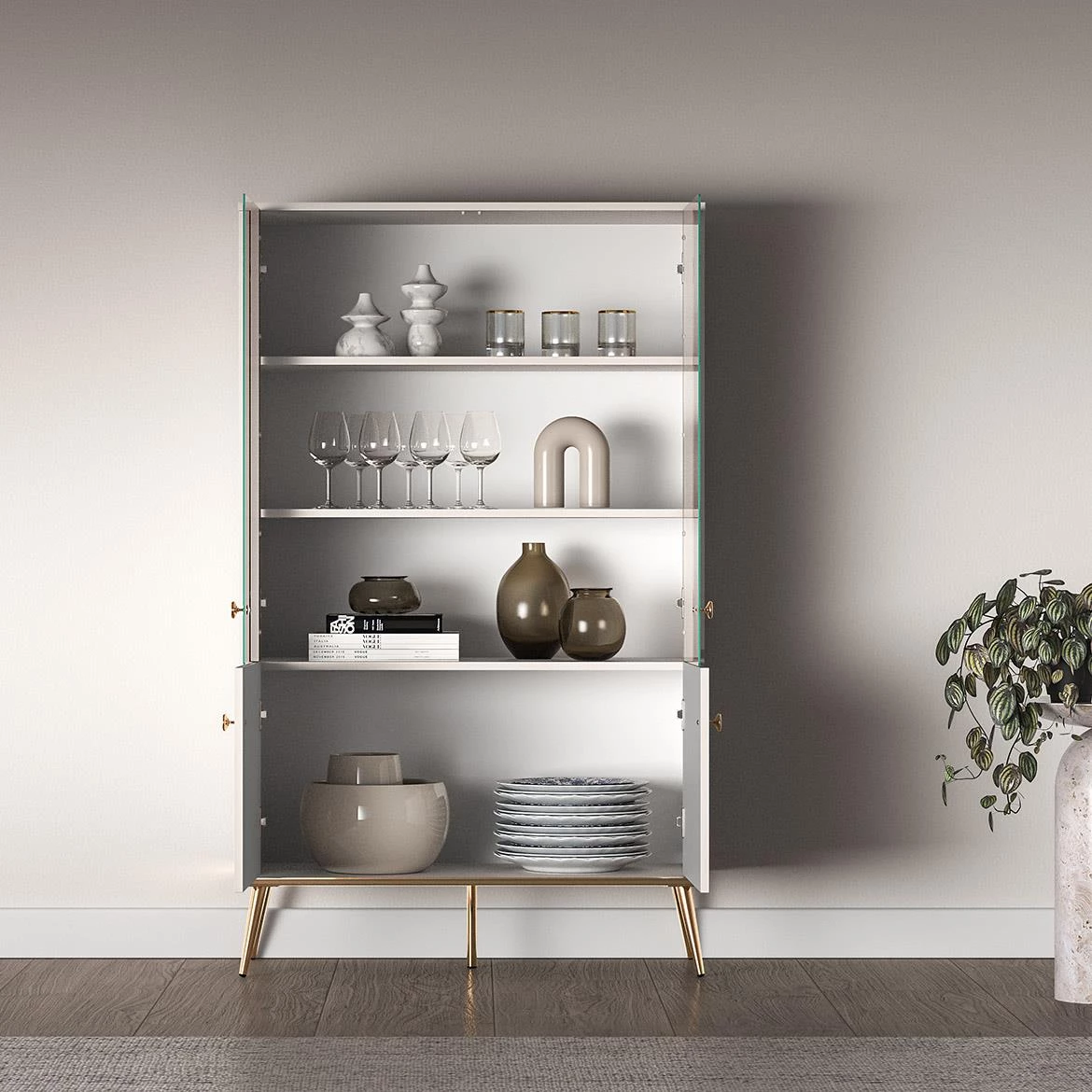 Selgin 02 vitrina 92x40x152 kašmir bež