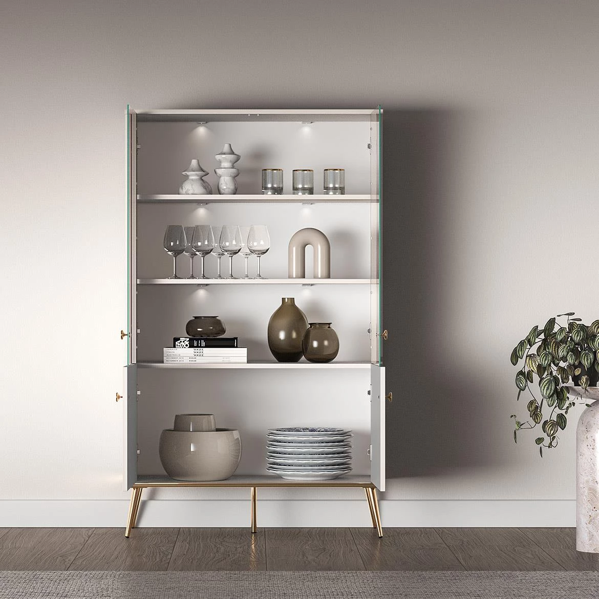 Selgin 02 vitrina 92x40x152 kašmir bež