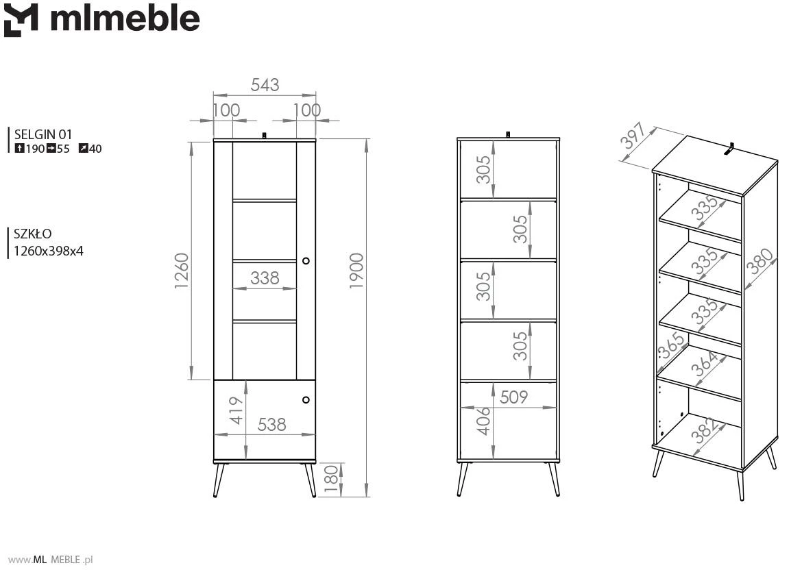 Selgin 01 vitrina 55x40x190 kašmir bež