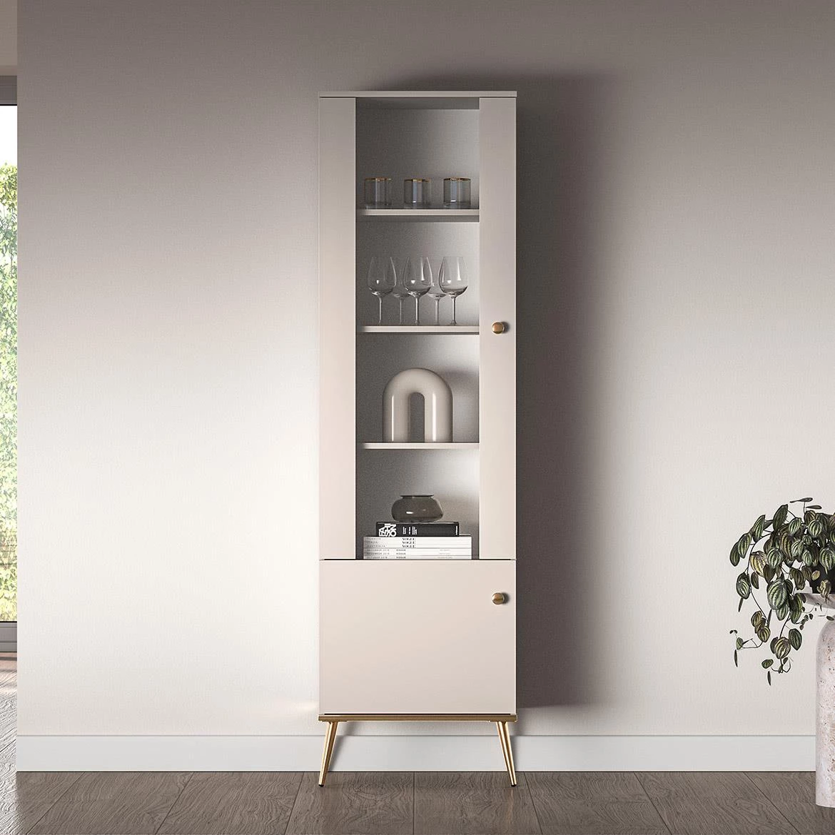 Selgin 01 vitrina 55x40x190 kašmir bež