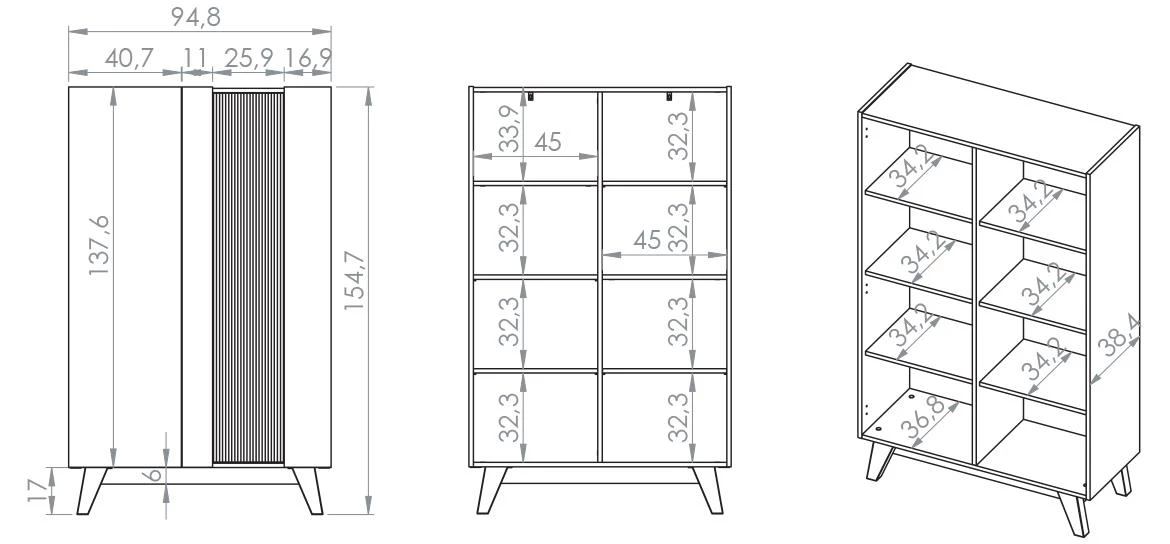 Freshion 02 vitrina 95x40x155 kašmir bež