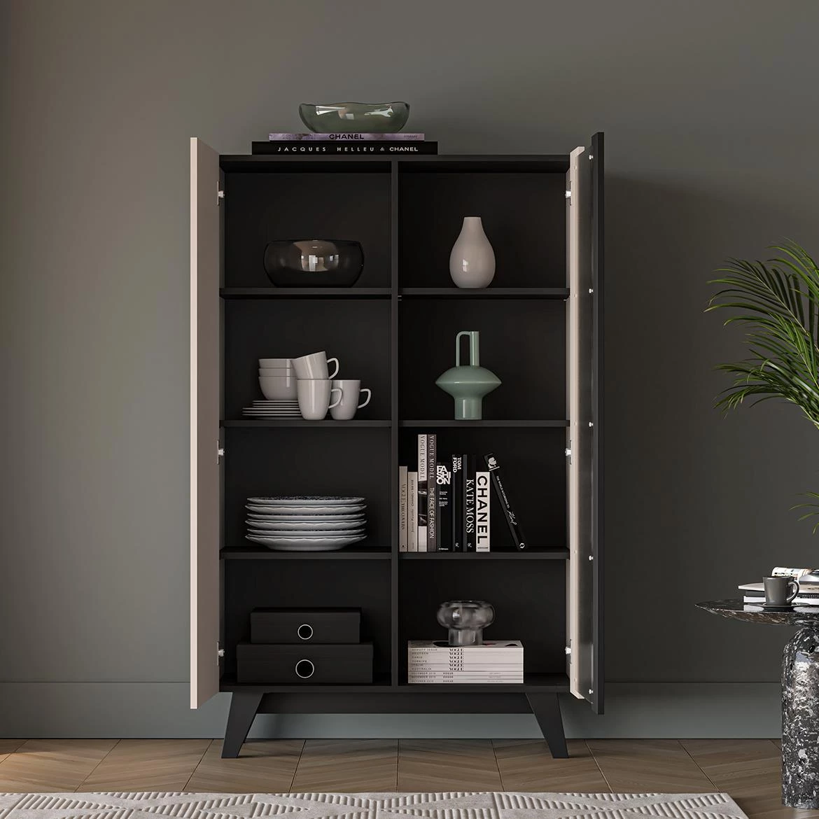 Freshion 02 vitrina 95x40x155 kašmir bež