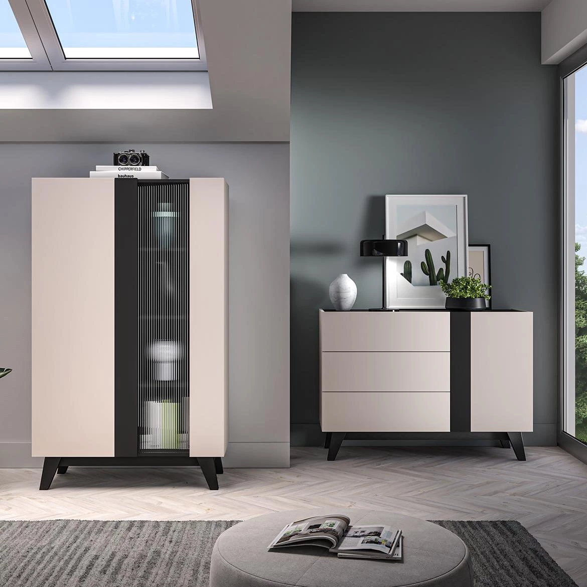 Freshion 02 vitrina 95x40x155 kašmir bež