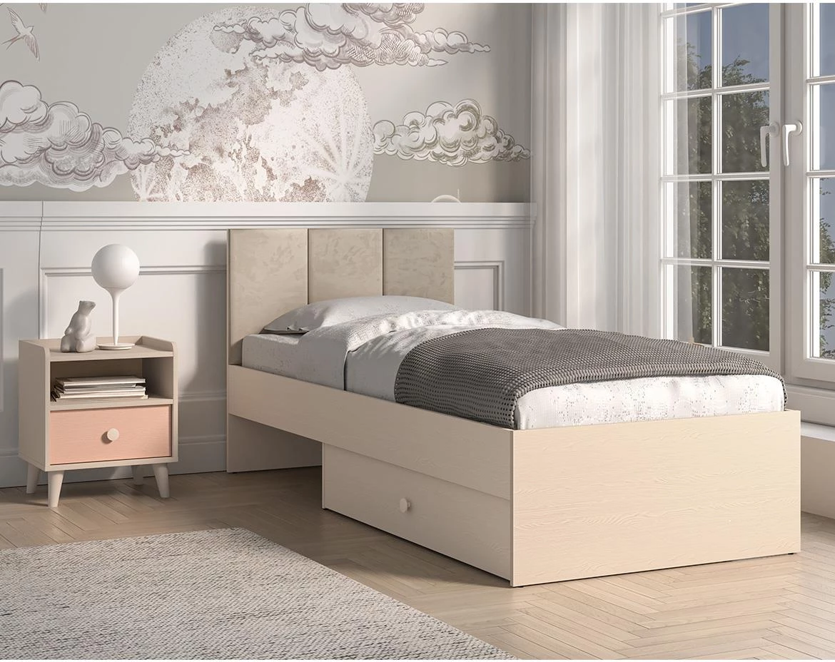 Mevel 08 krevet s podnicom i fiokom 94x207x90 sivi