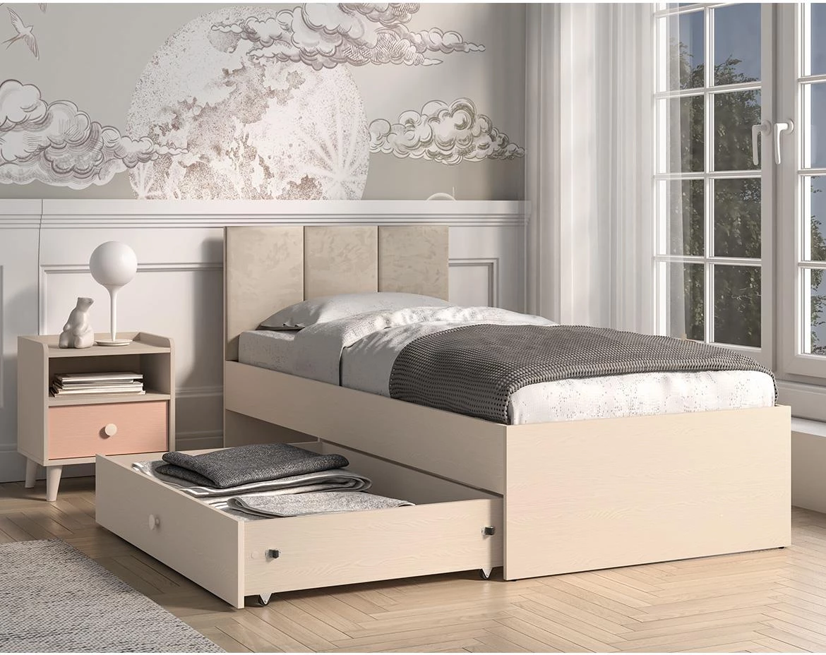 Mevel 08 krevet s podnicom i fiokom 94x207x90 sivi