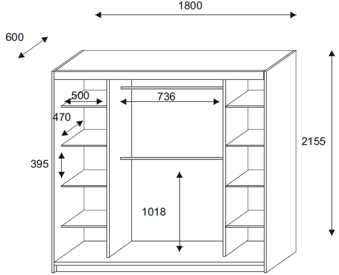 Rio 180 ormar 180x60x215,5 artisan hrast