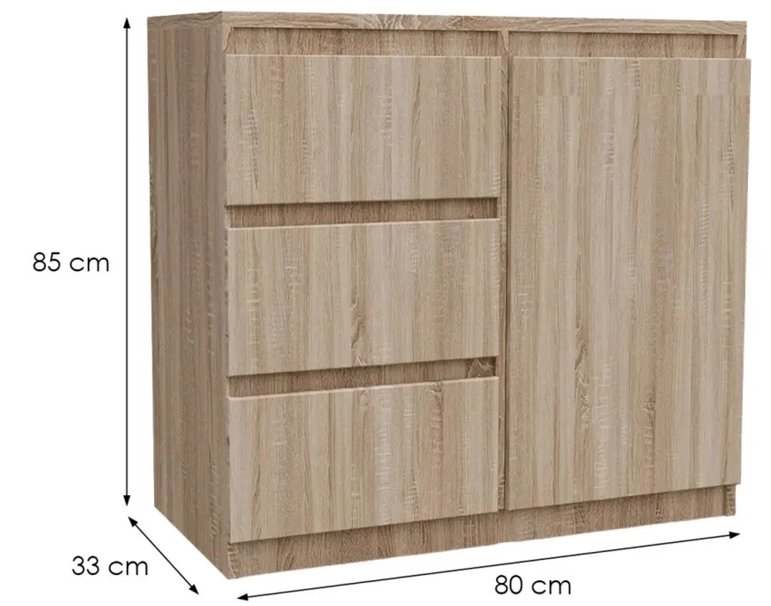 Merg 3S1F komoda 80x33x85 cm sonoma