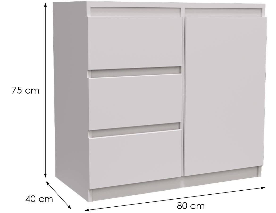 Merg 3S1F komoda 85x33x80 bela
