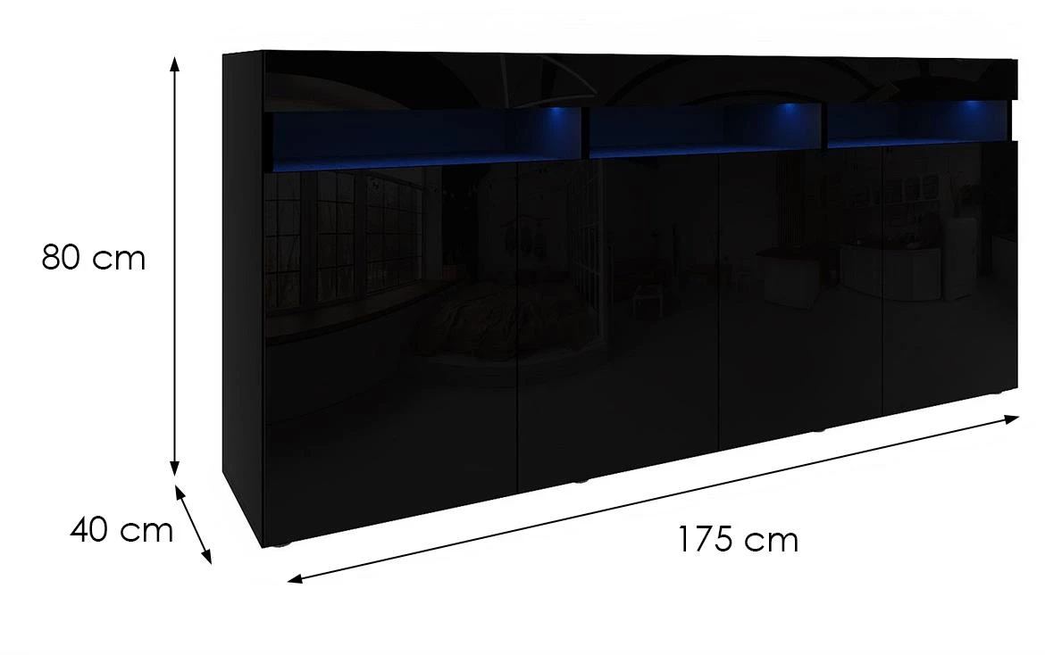Komoda sa fiokama Izumi 175 BL, mat/s?a?no crna
