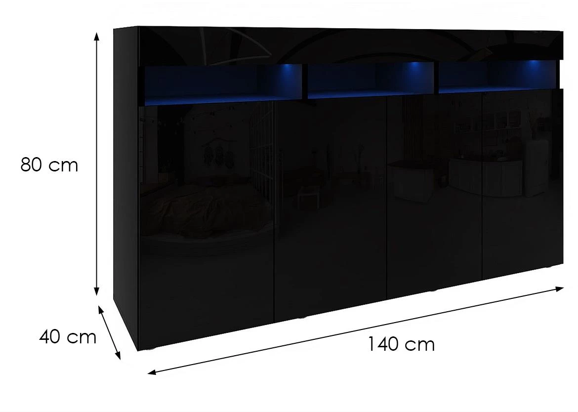 Komoda sa fiokama Izumi 140 BL, mat/s?a?no crna