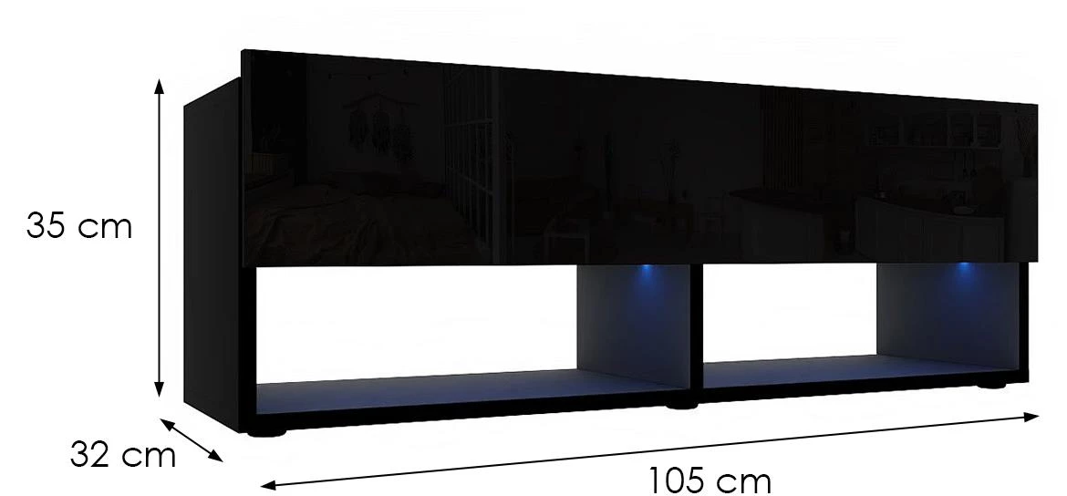 Izumi 105 BL TV komoda, mat crna/s?a?na