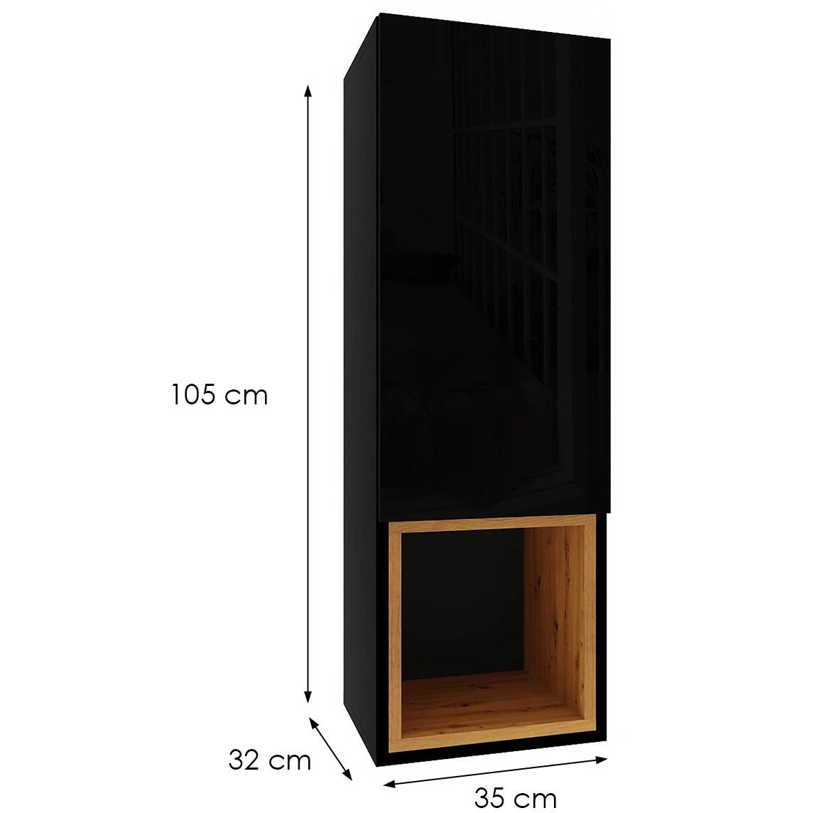 Izumi 3 BL-DC zidni ormaric, mat crni/s?a?ni/zanatski