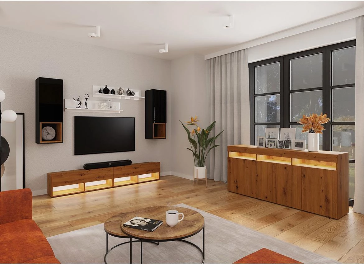 Izumi 3 BL-DC zidni ormaric, mat crni/s?a?ni/zanatski