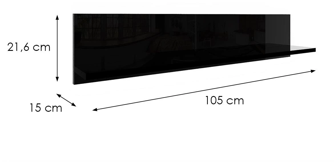 Viseca polica Izumi-90-BL, mat/s?a?no crna