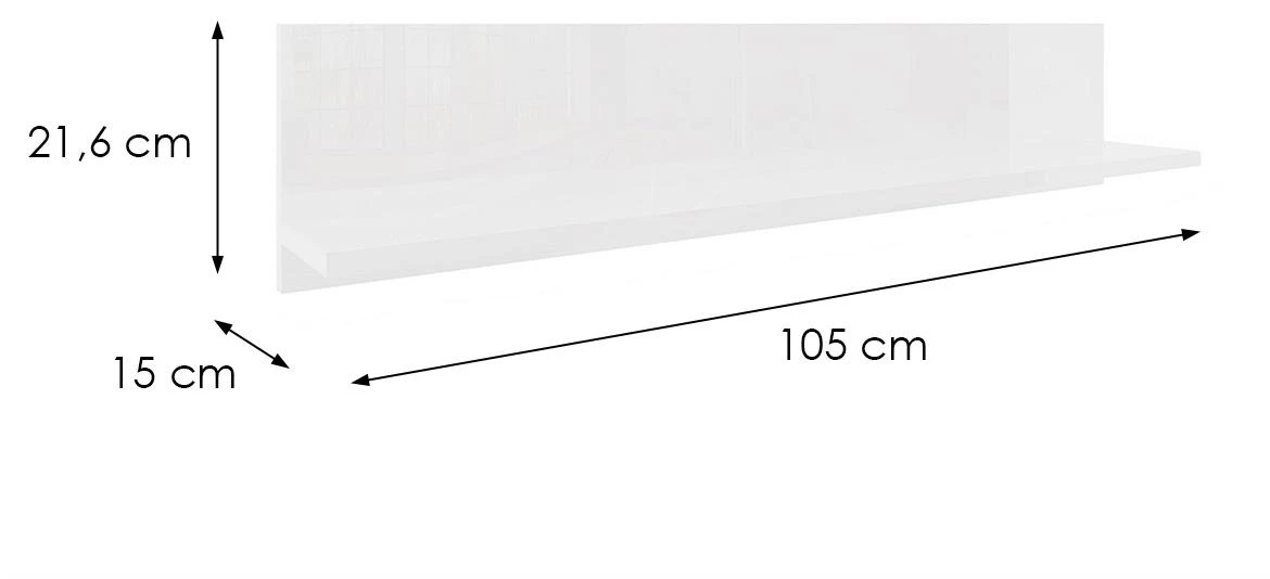 Viseca polica Izumi-90-WH, bela mat/s?a?na