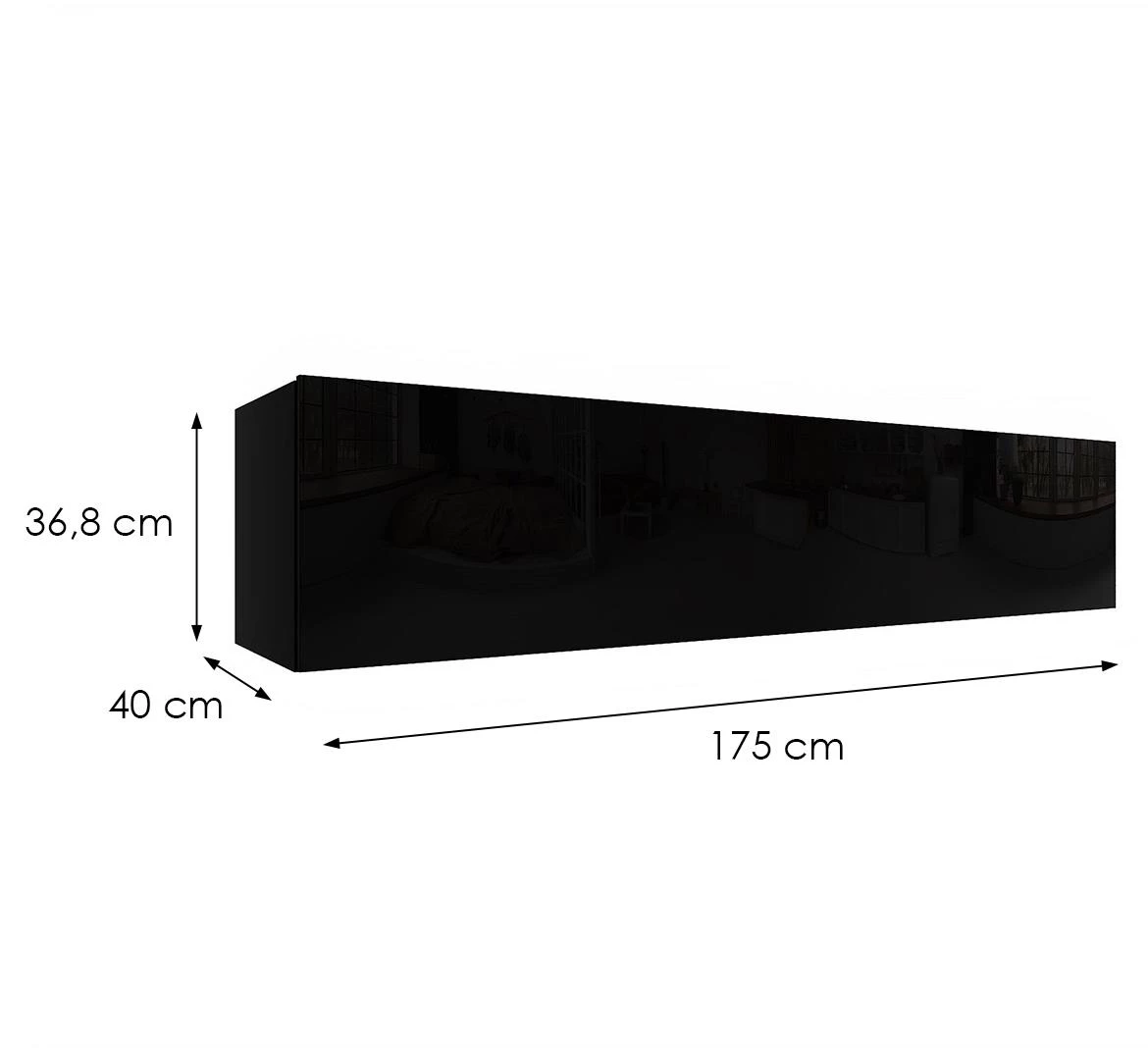 Izumi-44-BL zidni ormaric, mat/s?a?no crni