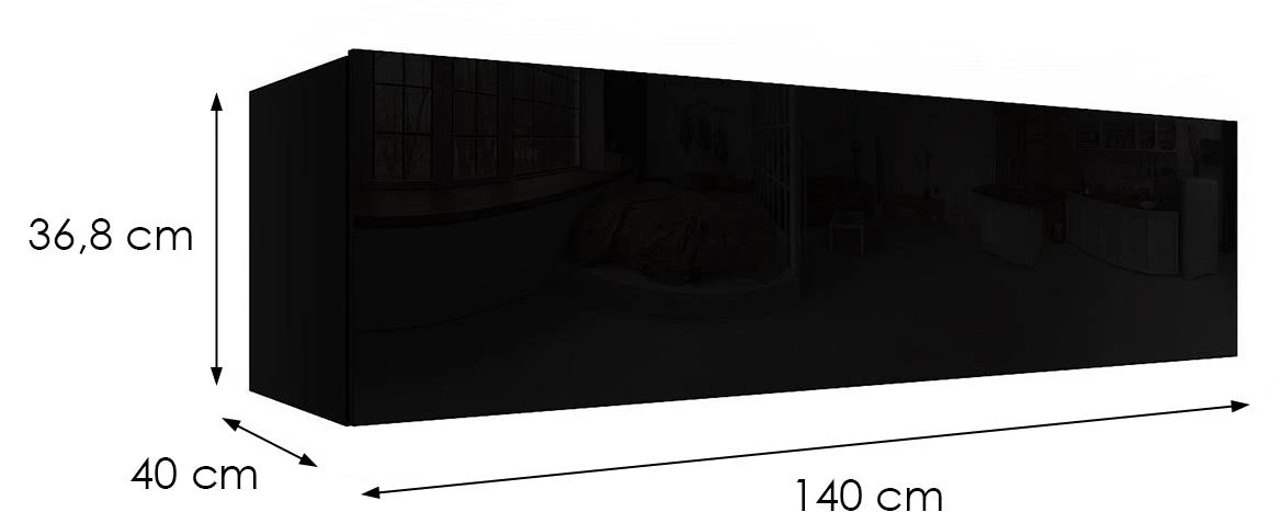 Izumi-43-BL zidni ormaric, mat/s?a?no crni