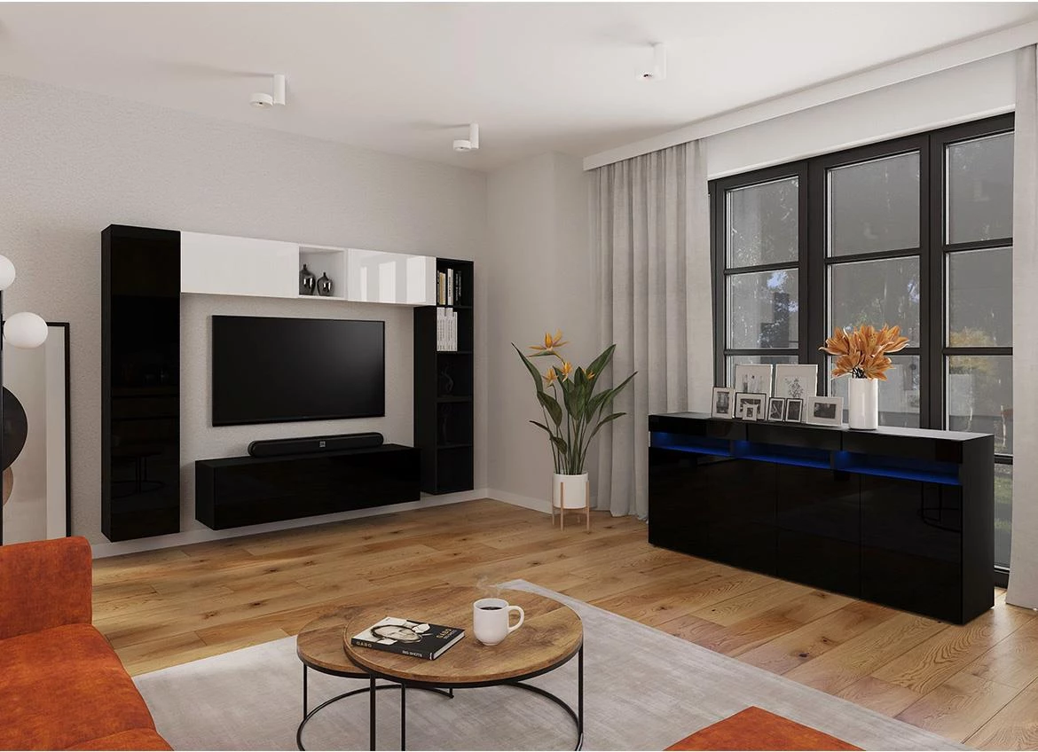 Izumi-43-BL zidni ormaric, mat/s?a?no crni