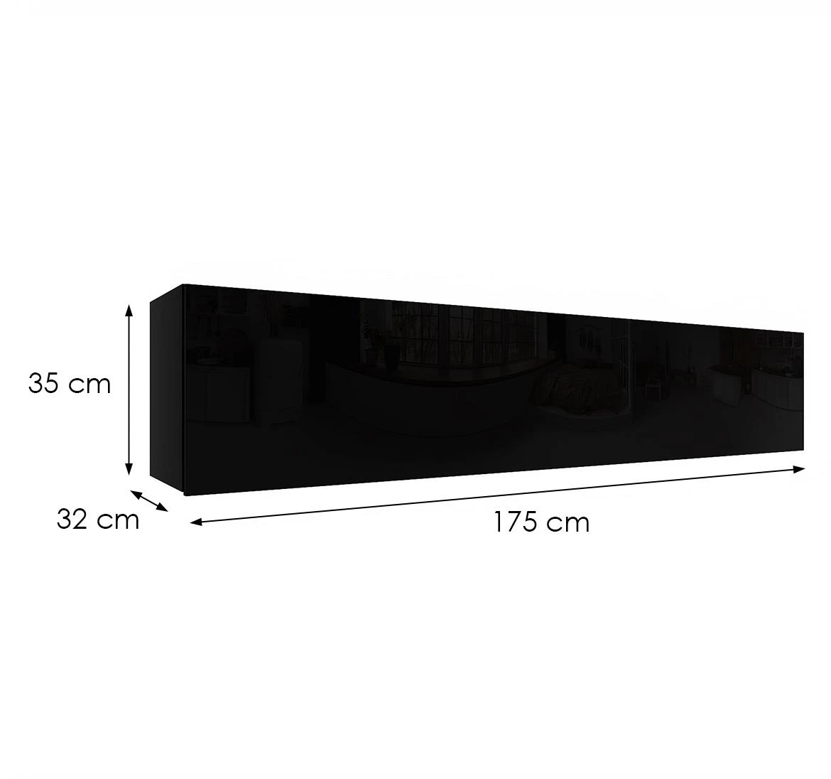 Izumi-34-BL zidni ormaric, mat crna/s?a?na